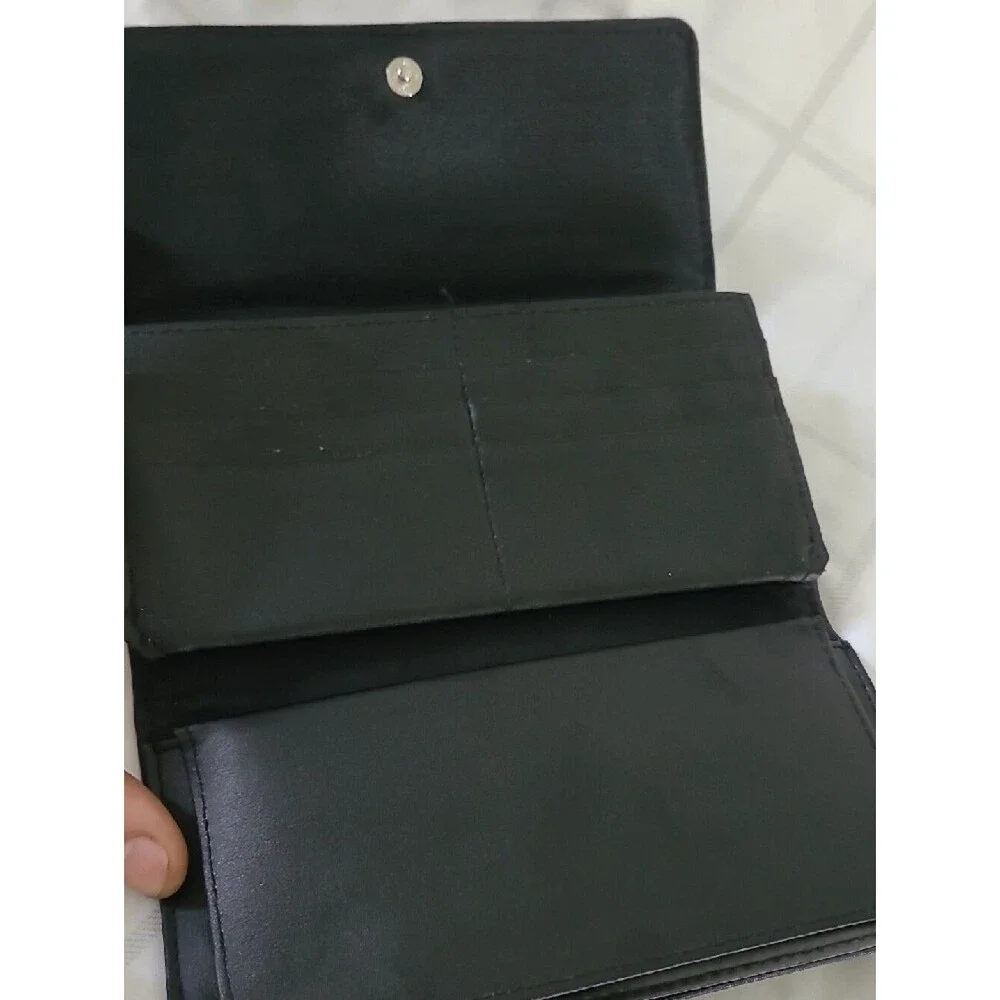 Womens Classic Black Wallet with Front Zip and Zodiac Charm